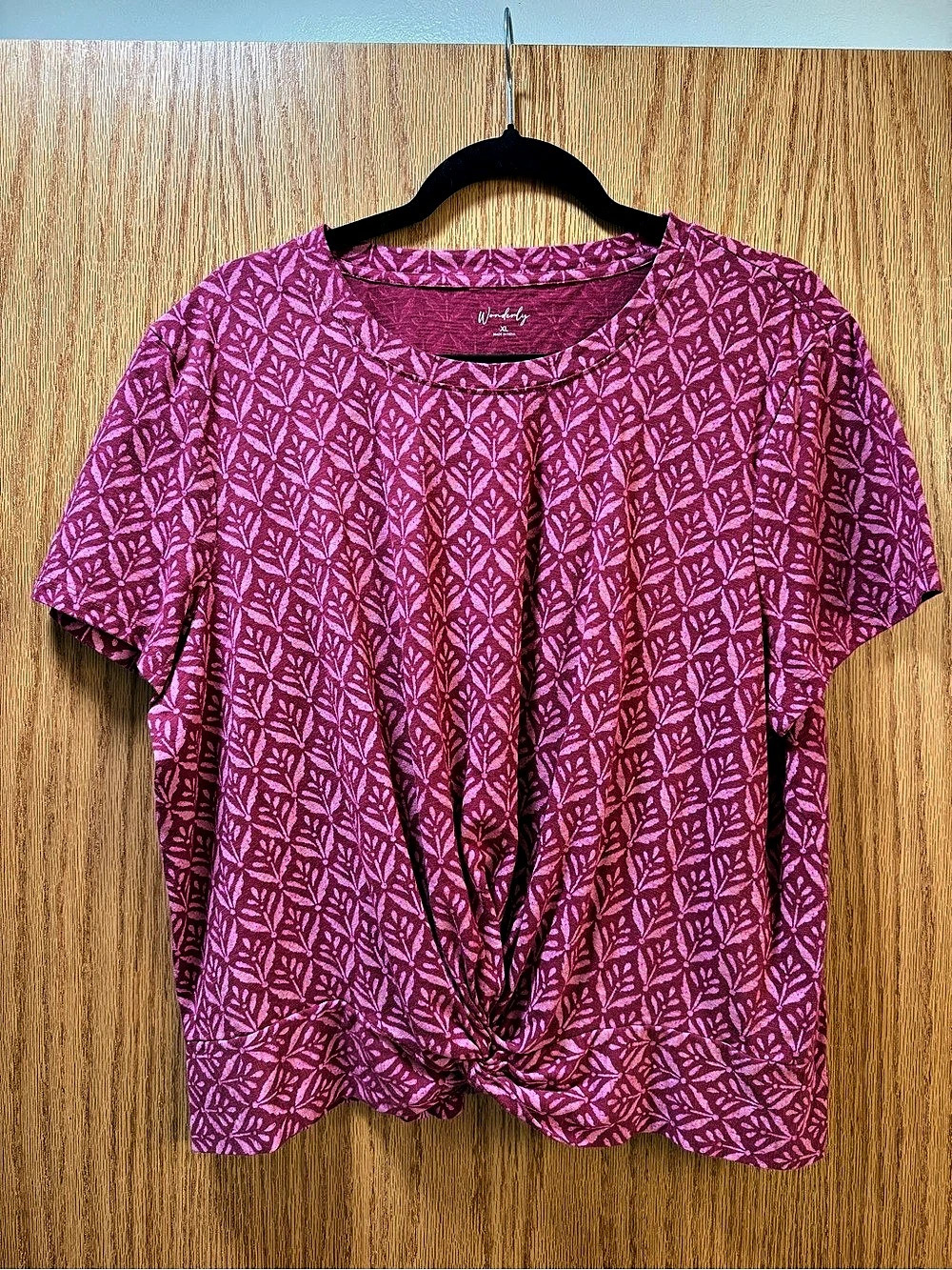 Wonderly Floral Short Sleeve Top in Pink XL